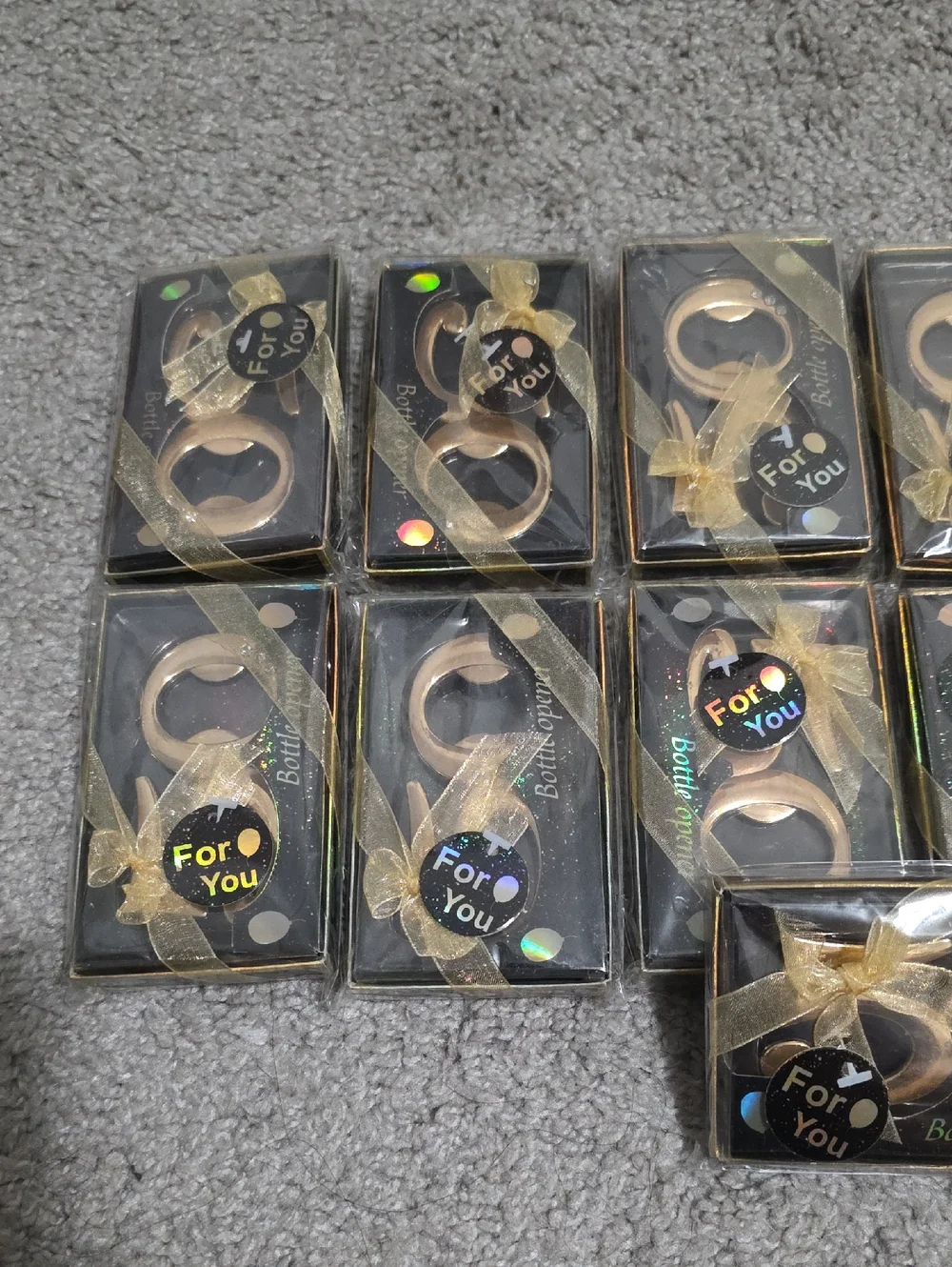 Lot Of 13 50th Birthday Anniversary Bottle Opener Party Favors Gold-Toned Stones